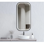 SY Round Corner Rectangle Led Mirror With Matte Black Framed 450*600